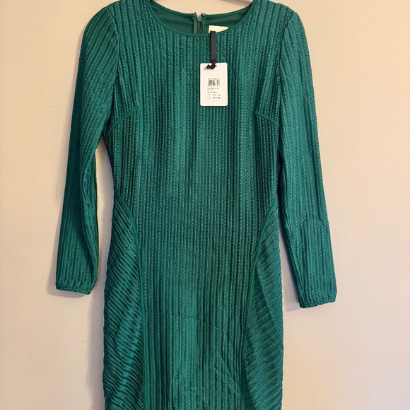 NWT Reiss Chloey Forest Green Body-Con Dress – Textured Knit, Long Sleeve – US 8 - Picture 2 of 14